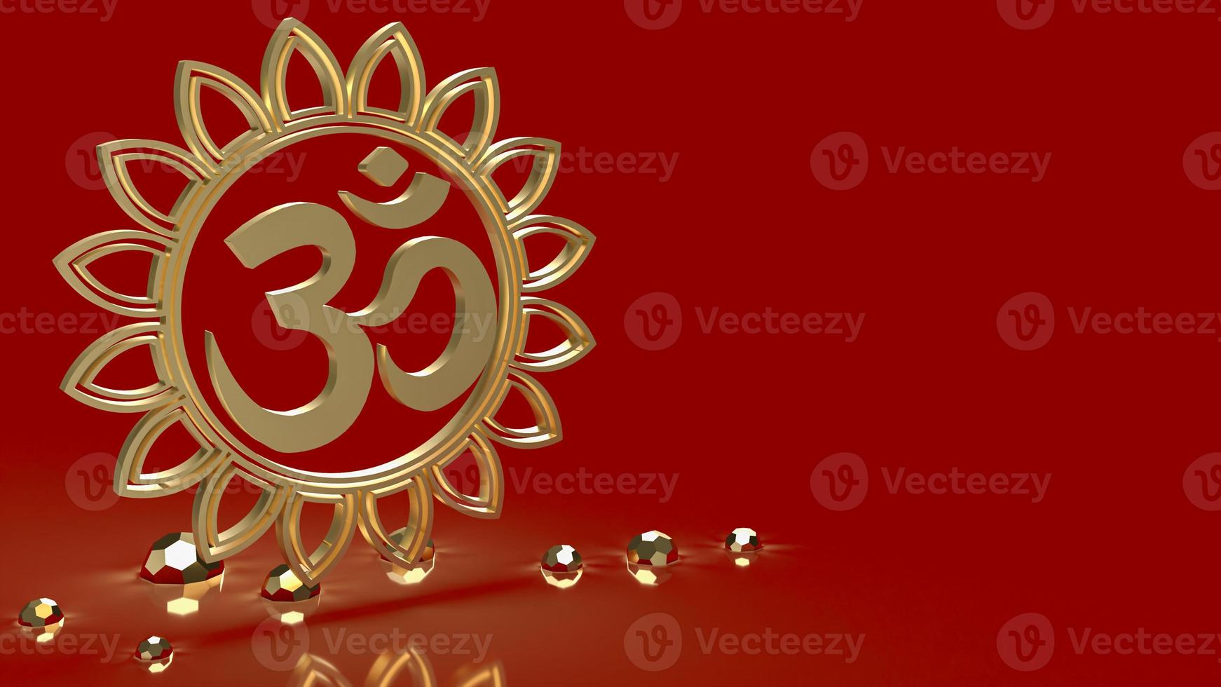 The ohm gold on red background  3d rendering photo