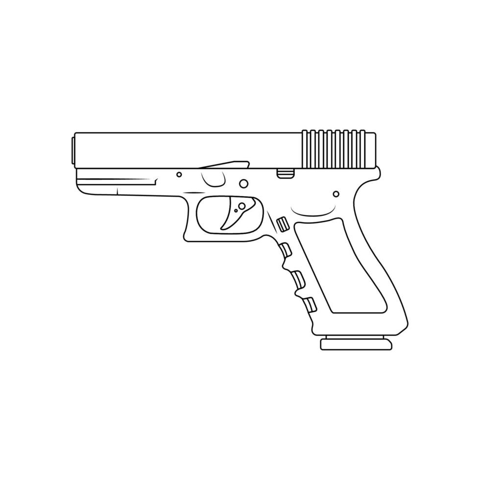 ilustración de icono de contorno de pistola glock sobre fondo blanco vector