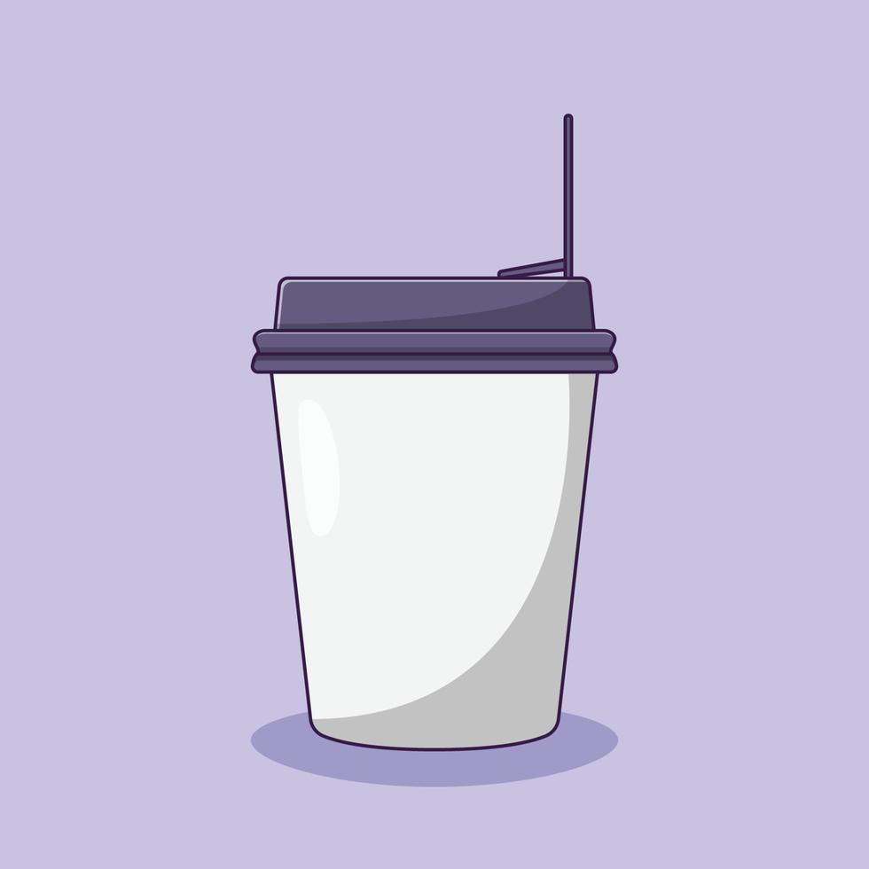 Ilustración de icono de vector de vaso de papel. vector de taza de papel en blanco. estilo de caricatura plano adecuado para la página de inicio web, pancarta, volante, pegatina, papel tapiz, fondo