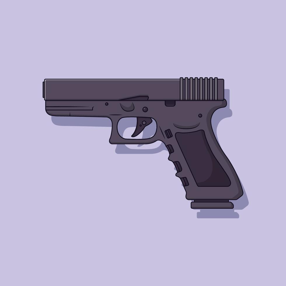 Glock Vector Icon Illustration. Handgun Vector. Flat Cartoon Style Suitable for Web Landing Page, Banner, Flyer, Sticker, Wallpaper, Background