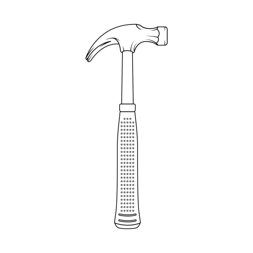 Hammer Outline Icon Illustration on White Background vector