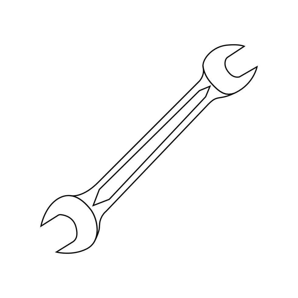 Wrench Outline Icon Illustration on White Background vector