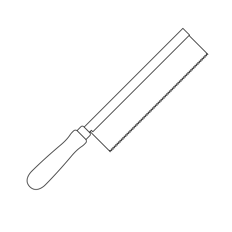 ilustración de icono de contorno de sierra manual sobre fondo blanco vector
