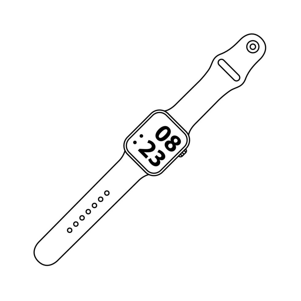 Smartwatch Outline Icon Illustration on White Background vector