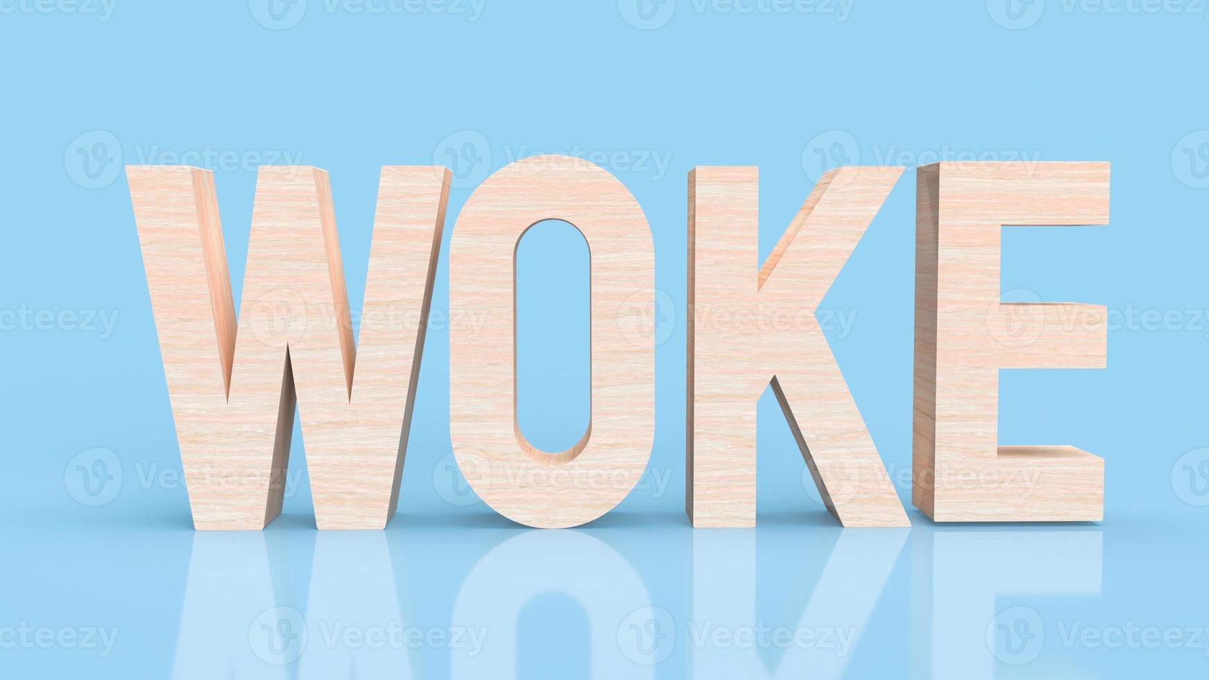 The woke wood text on blue background 3d rendering photo