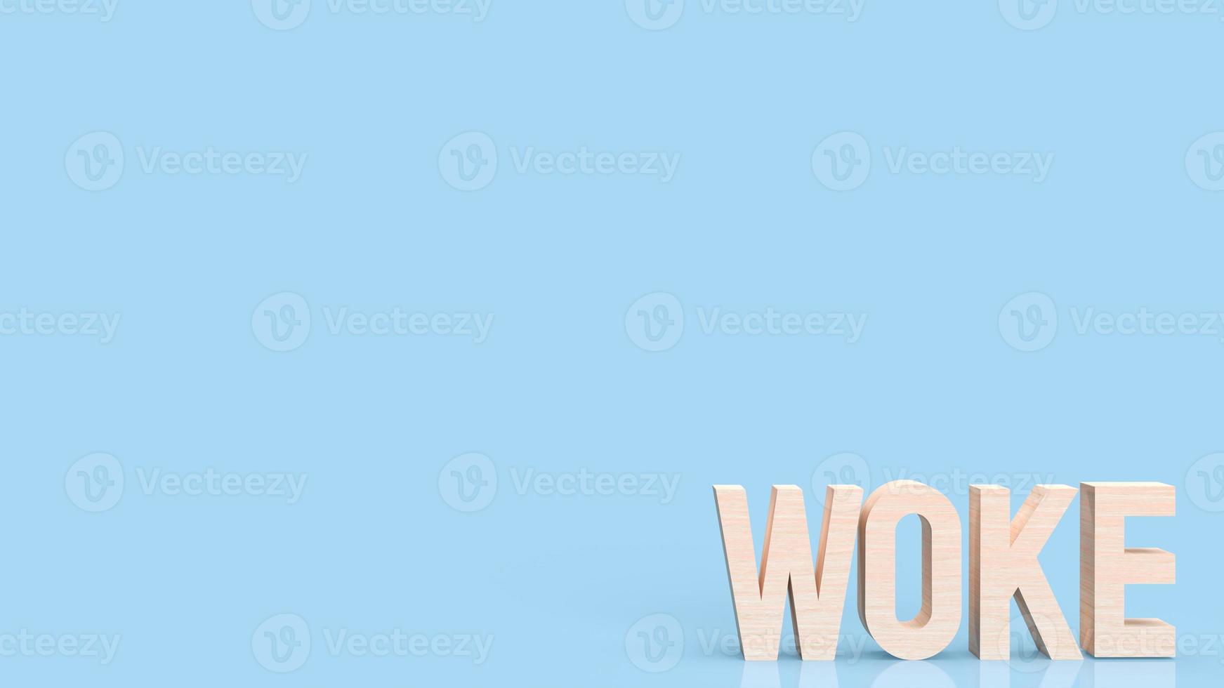 The woke wood text on blue background 3d rendering photo