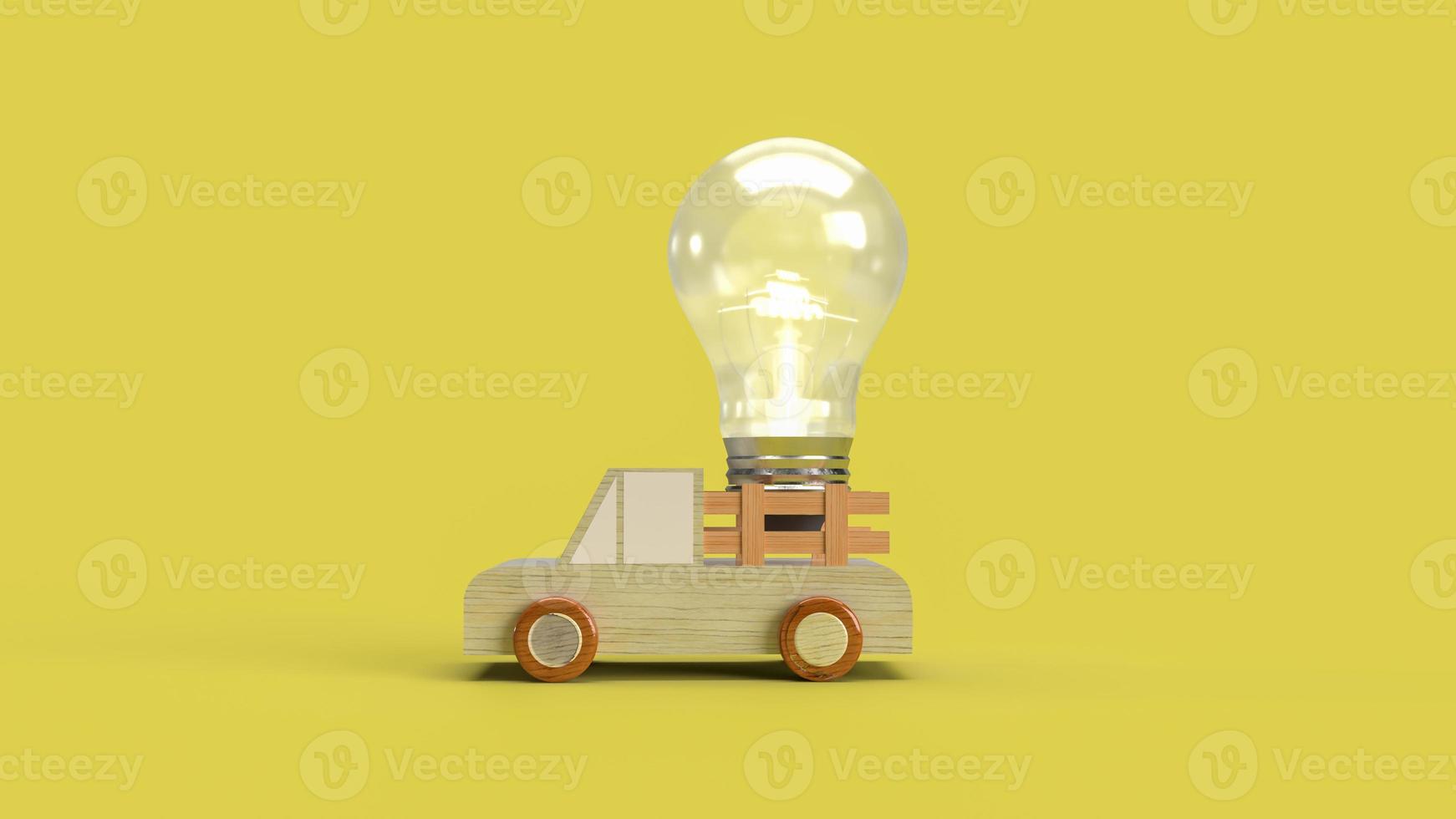 The van truck and lightbulb on yellow background  for business or creative concept 3d rendering photo