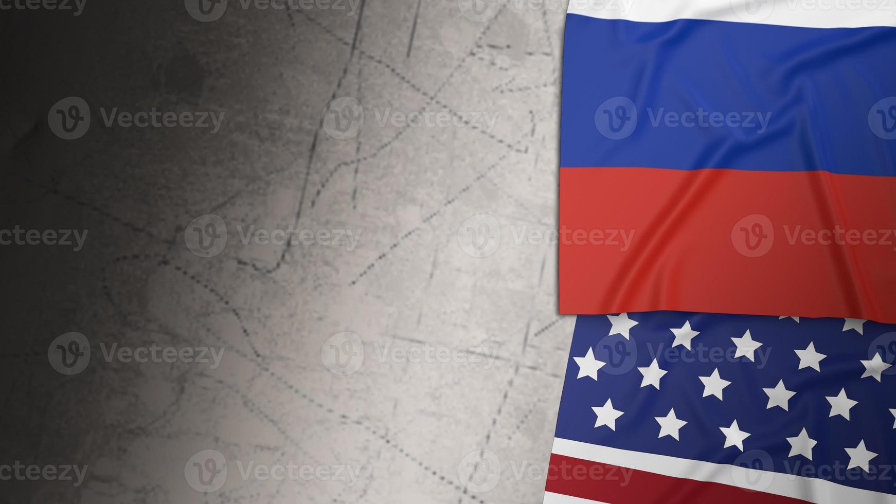 The united states and Russia flag for business or news concept 3d rendering photo