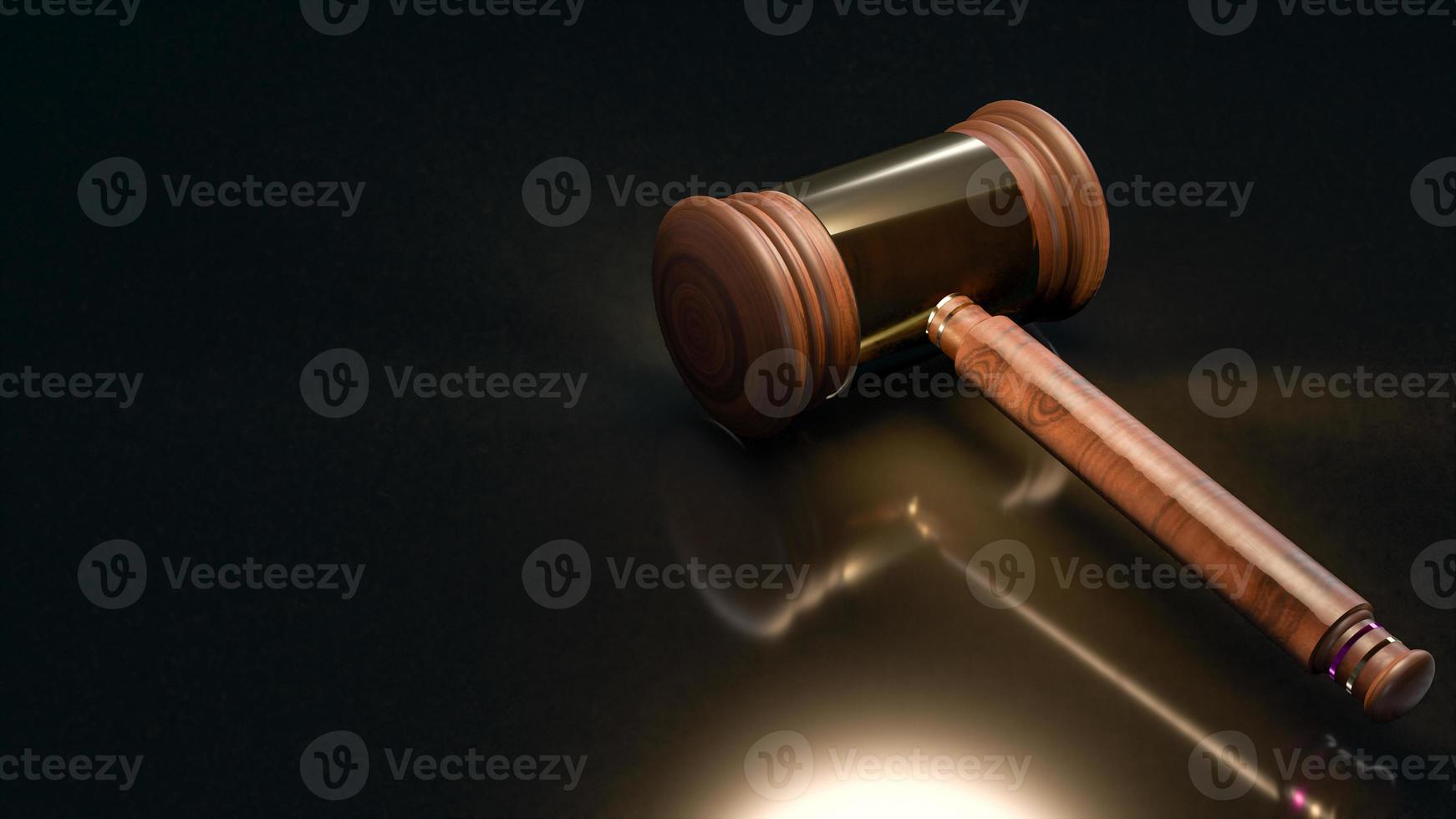 el martillo de madera para negocios o justicia concepto 3d renderizado foto