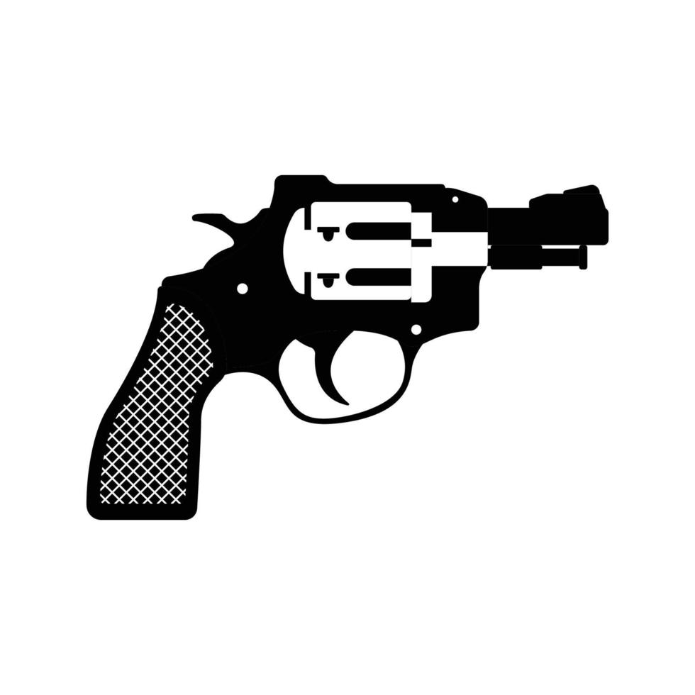 silueta de pistola de revólver. elementos de diseño de iconos en blanco y negro sobre fondo blanco aislado vector