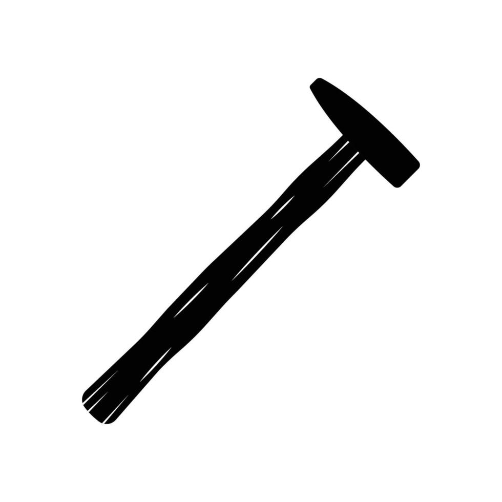 Wooden Sledge Hammer Silhouette. Black and White Icon Design Elements