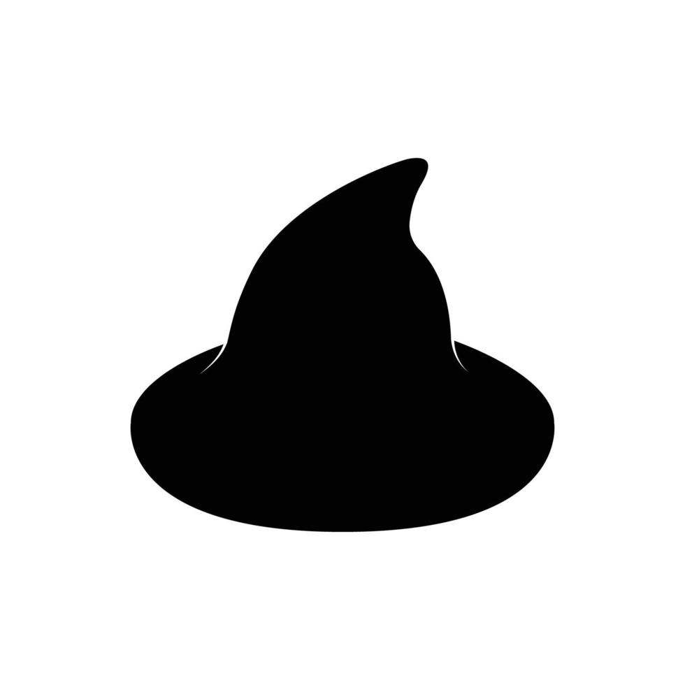 silueta de sombrero de bruja. elementos de diseño de iconos en blanco y negro sobre fondo blanco aislado vector