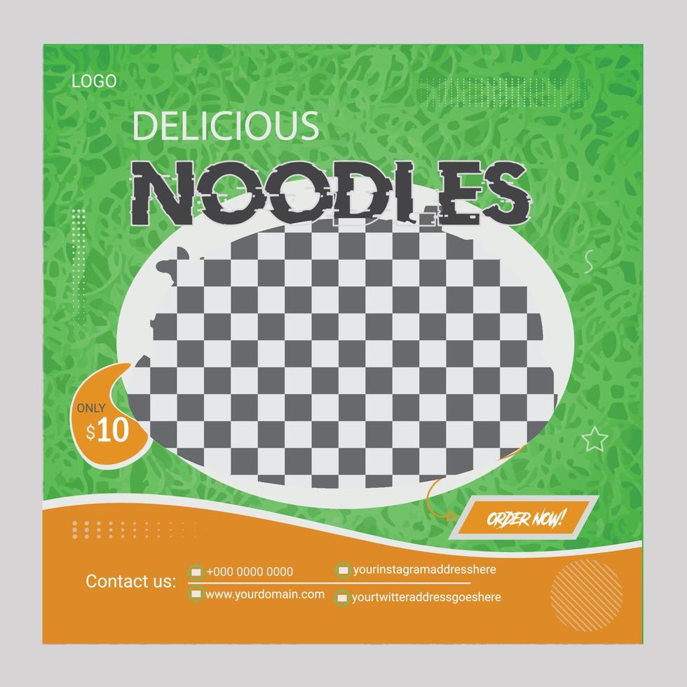Special noodles menu social media post template design for food menu promotion vector