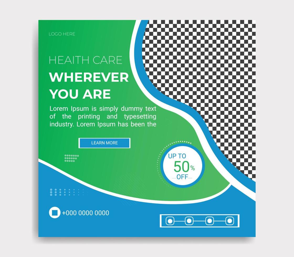 Modern and creative medical social media post  templates design vector