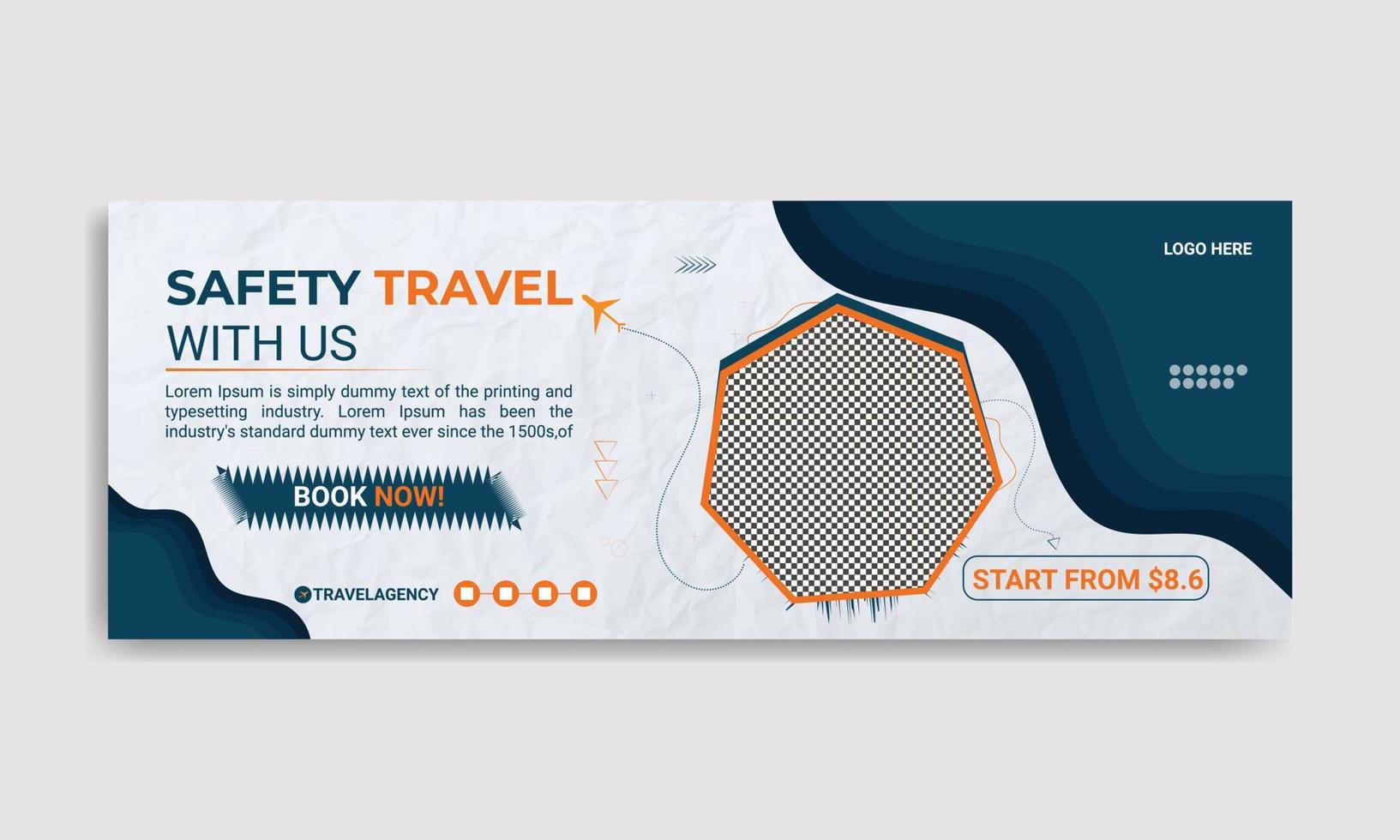Travel company social media banner template design. Abstract web banner template. vector