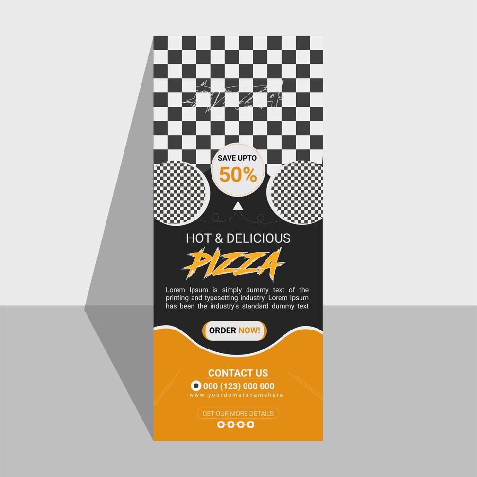 Modern food roll up or pull up banner template design for restaurant and cafe. vector