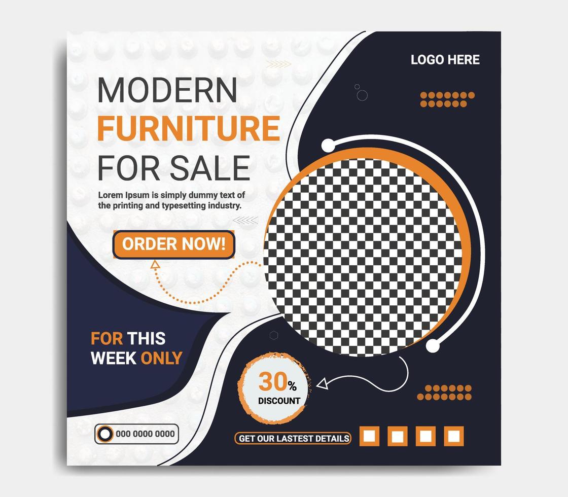 Modern furniture social media post  templates. vector