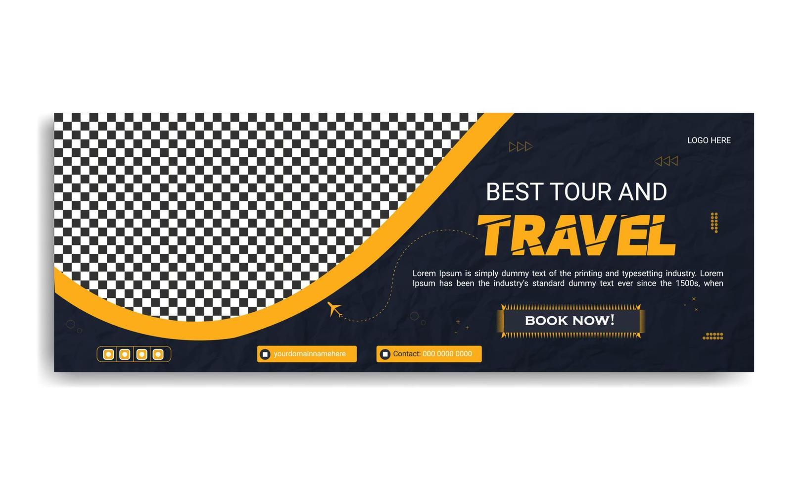 Travel agency social media cover template design. vector