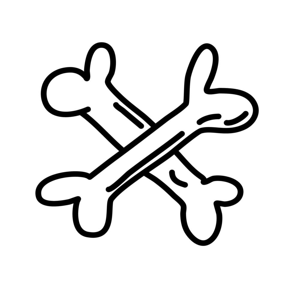 Crossbones. Vector hand drawn doodle contour.