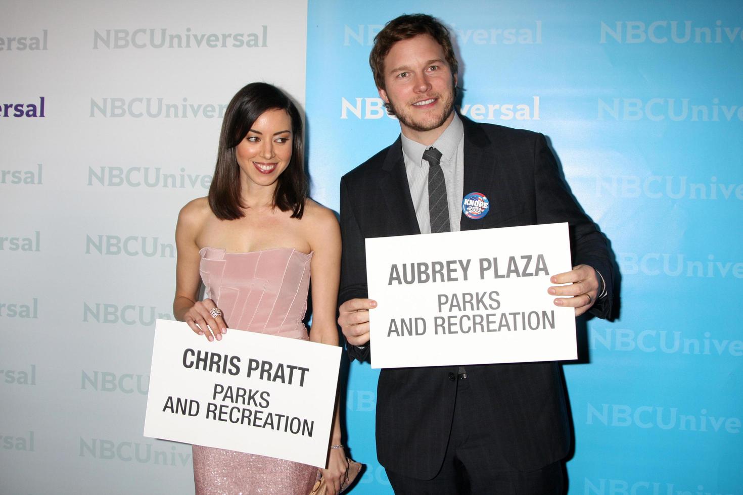 LOS ANGELES, JAN 6 - Aubrey Plaza, Chris Pratt arrives at the NBC Universal All-Star Winter TCA Party at The Athenauem on January 6, 2012 in Pasadena, CA photo