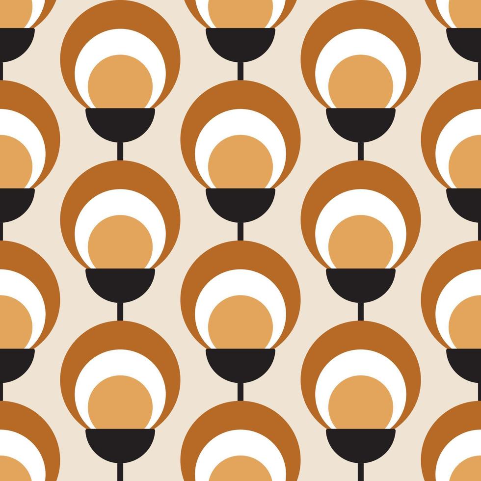 Seamless geometric flower pattern on beige. Vector Illustration.