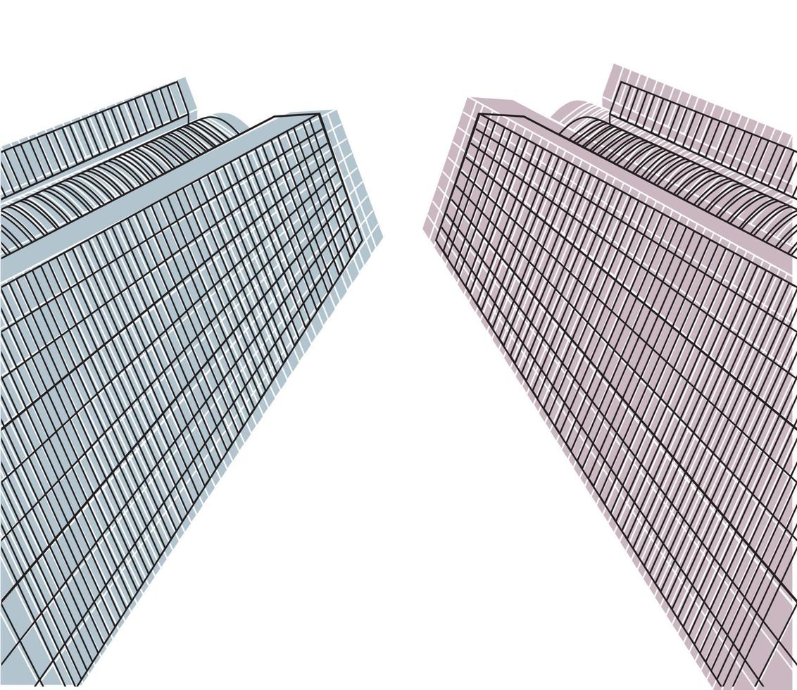 Vector buildings on a white background