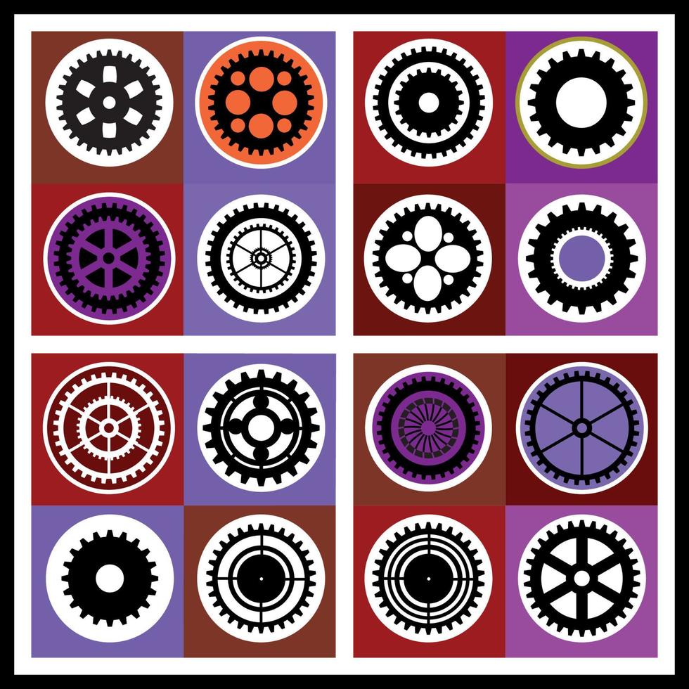 A mosaic consisting of gear of different color vector