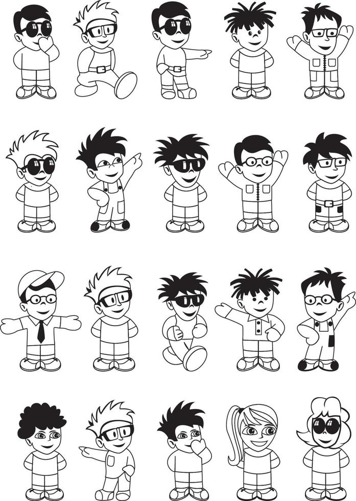 Cartoon little men on a white background vector