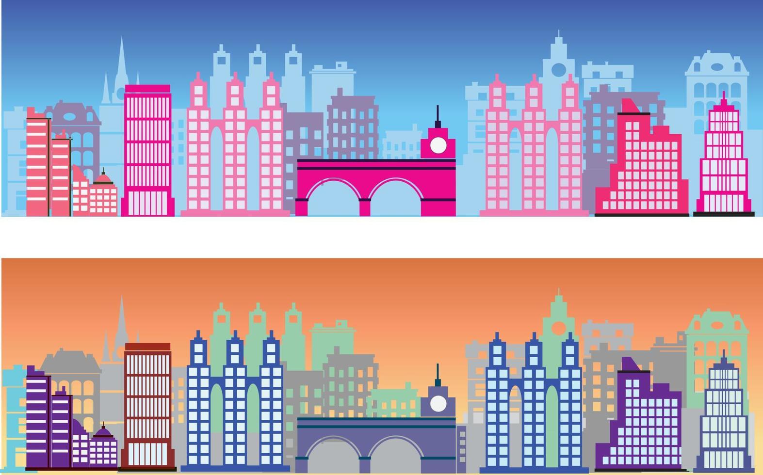Colored silhouette of the city vector