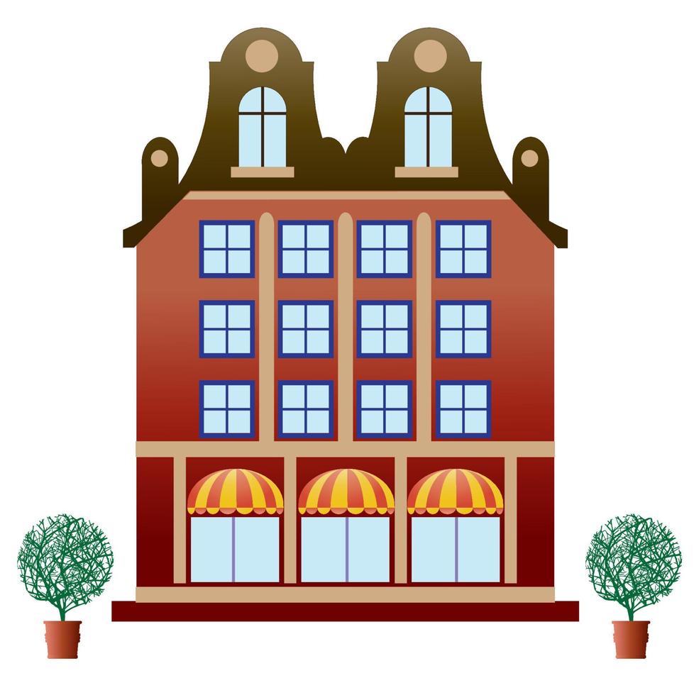 City house urban, scene, building and trees vector