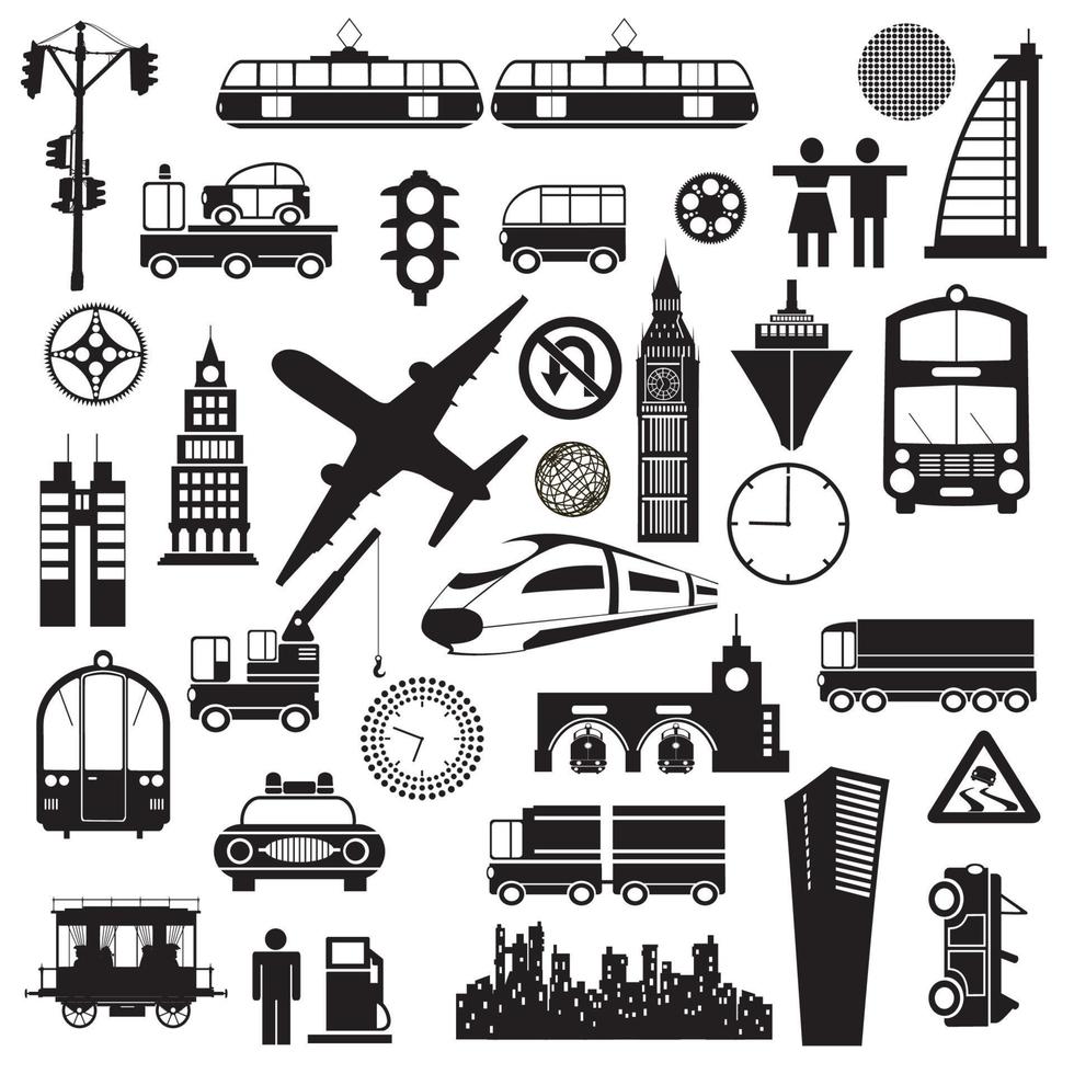 Different silhouettes on a theme a trip on a white background vector