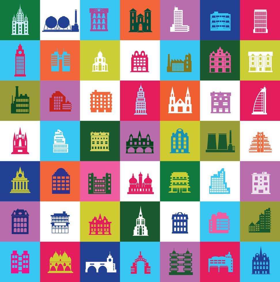 Mosaic from the silhouettes of city buildings vector