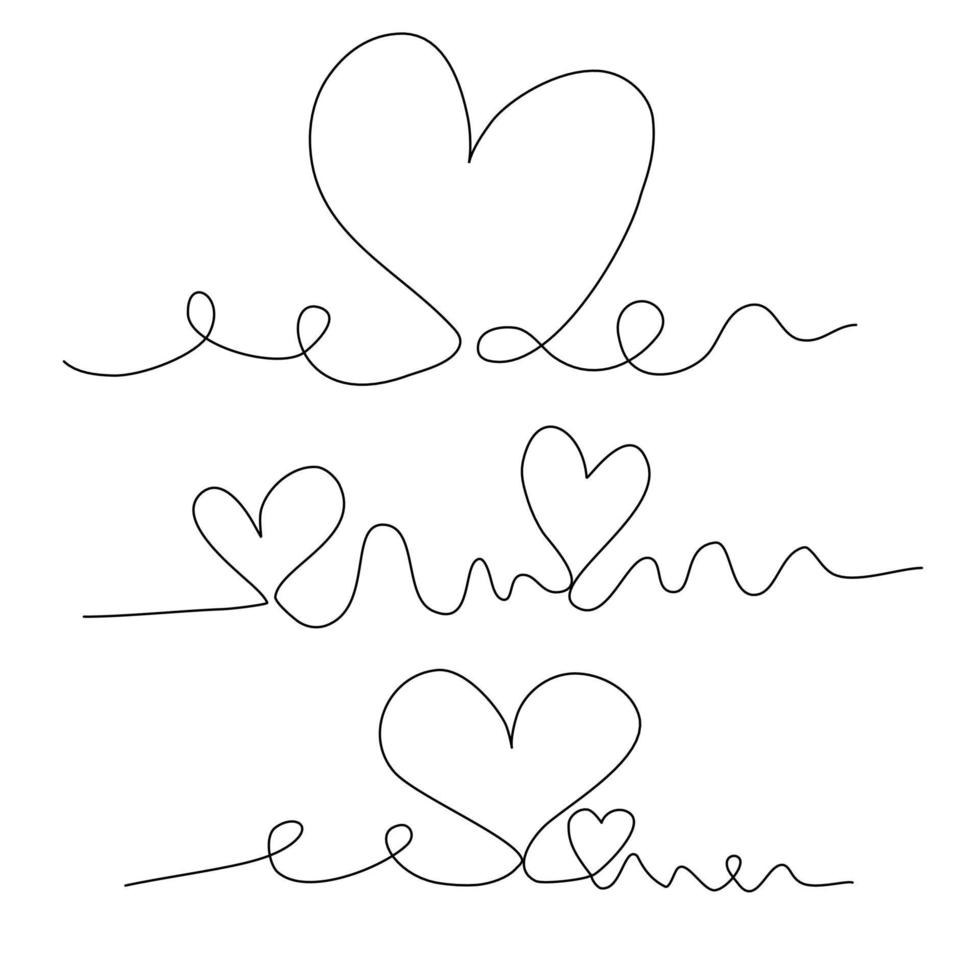 one line heart collection vector