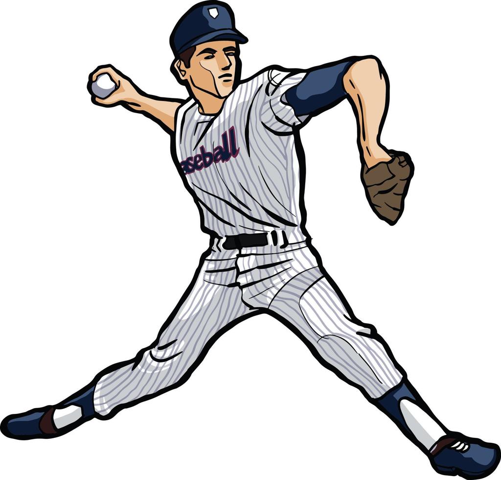 Baseball player throwing ball quickly vector