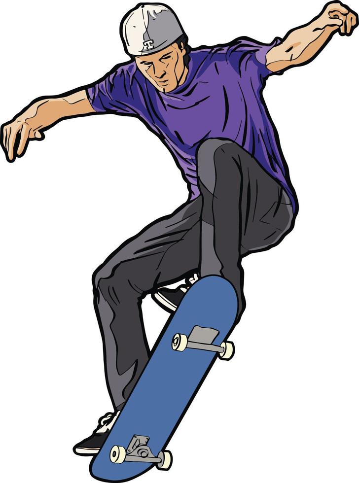 Teenager jumping with Skateboard vector