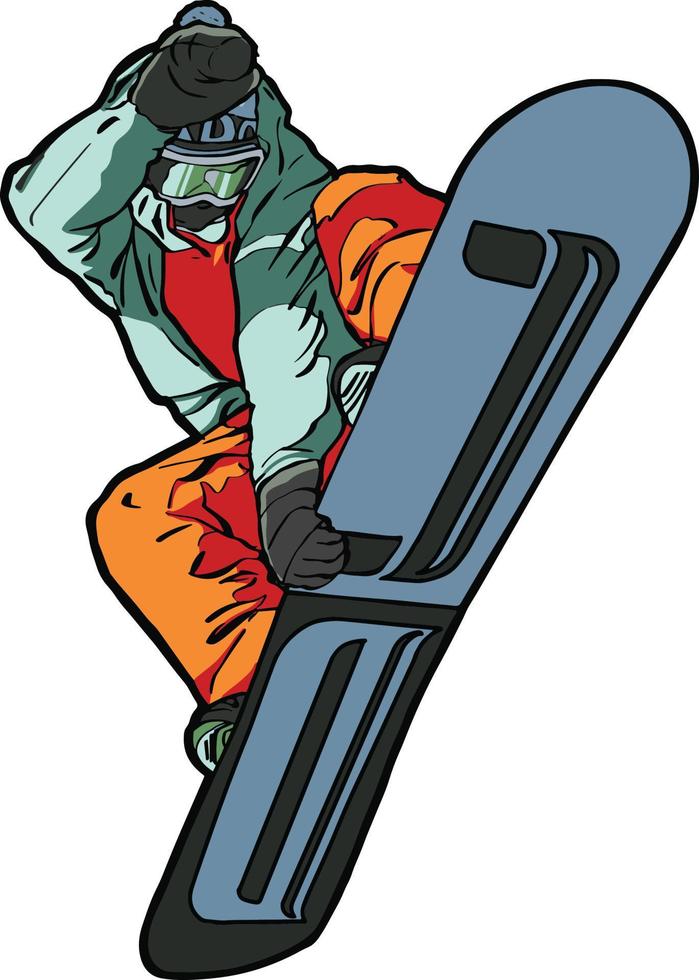 snowboarder saltando en el aire vector