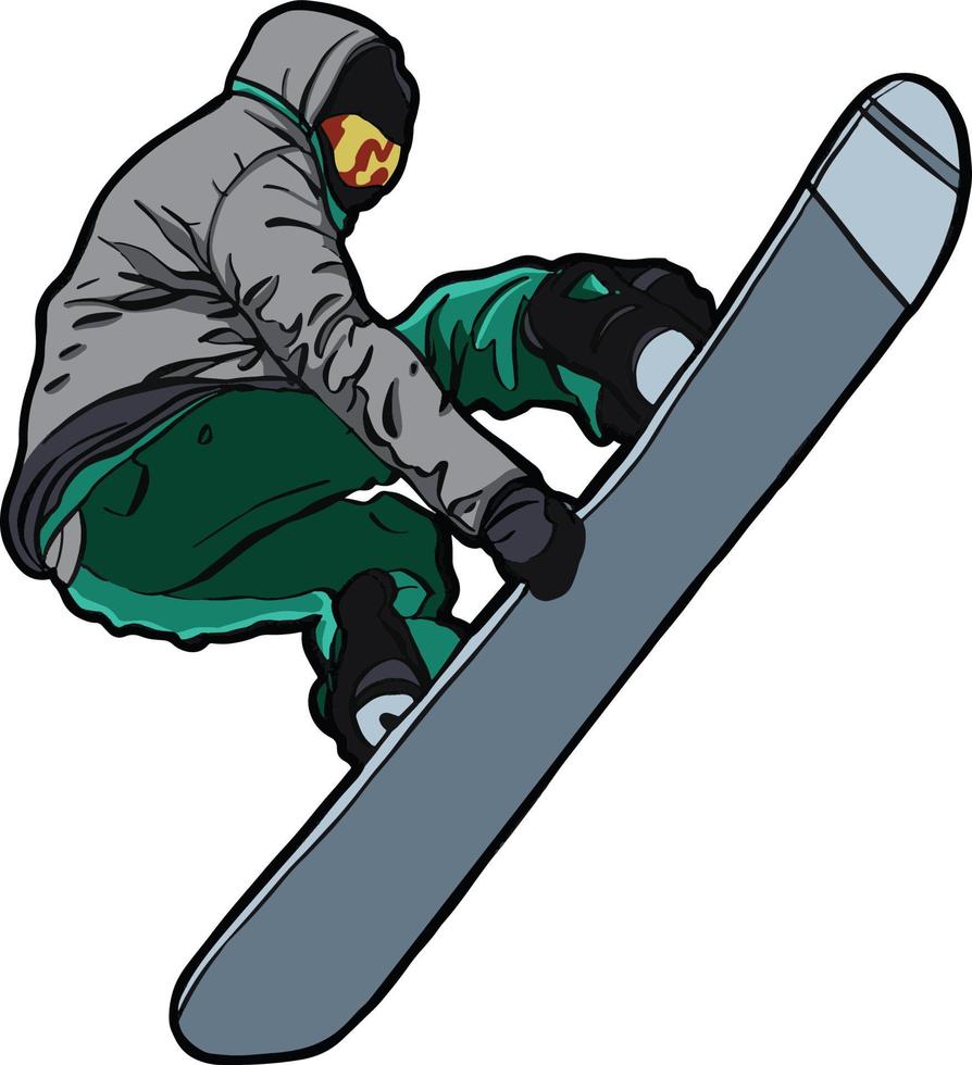 Snowboarder jumping in the air vector