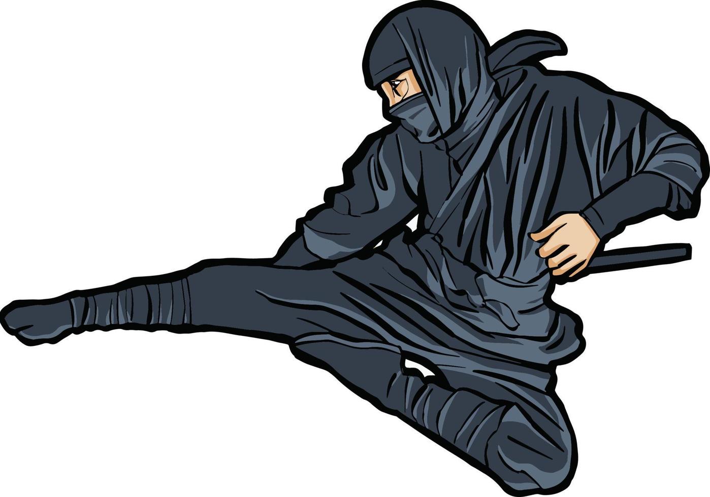 patada de acción ninja vector