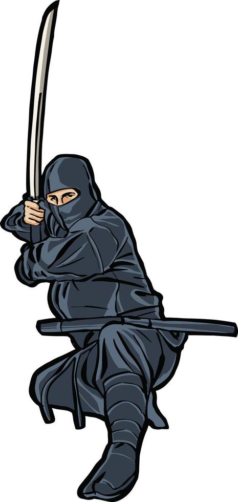 ninja action posture vector