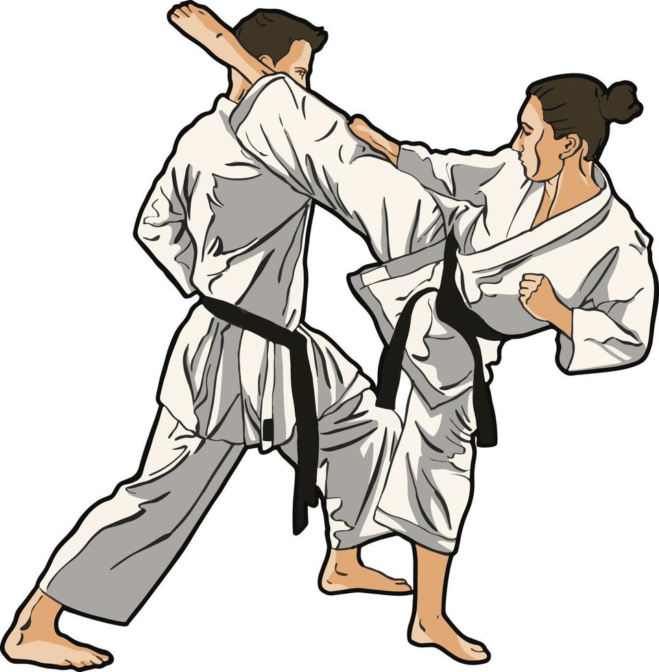 karate fight training vector