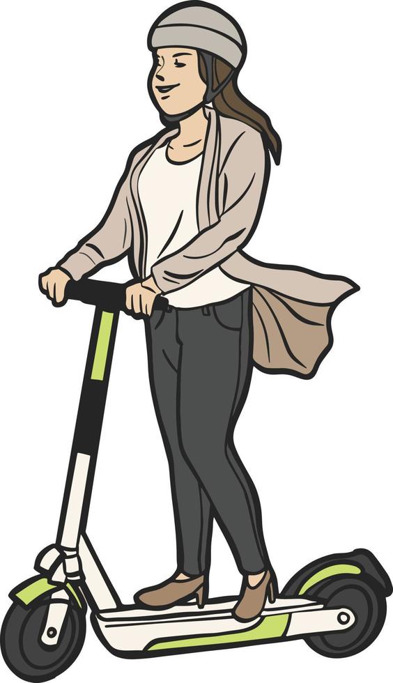 girl with Scooter vector