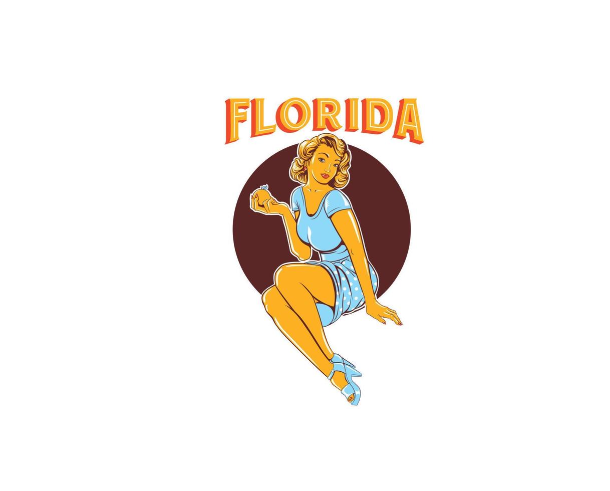 florida orange pin up girls illustration vector