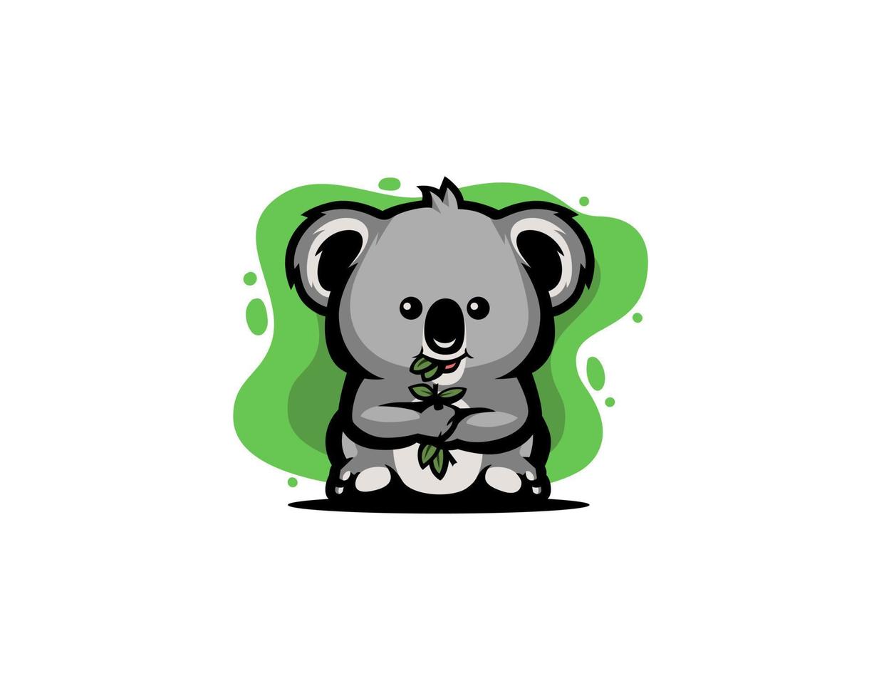 Cute Koala eating cartoon Illustration vector