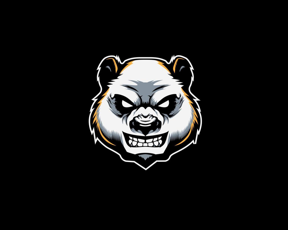 logotipo de mascota de cabeza de panda enojado vector