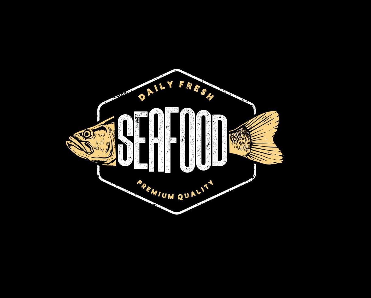 daily fresh seafood drawing logo vector