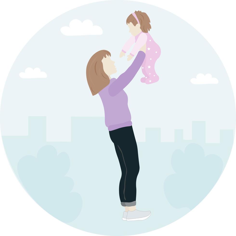 Woman holding baby vector