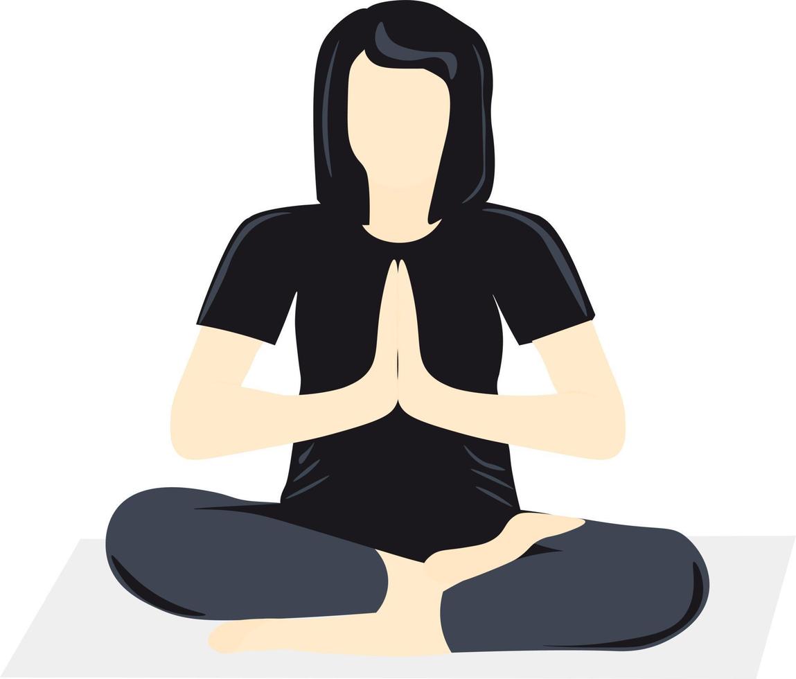illustration of a girl in black doing yoga vector