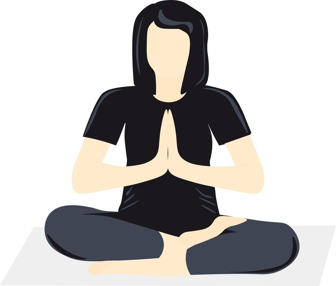 ilustración de una chica de negro haciendo yoga vector