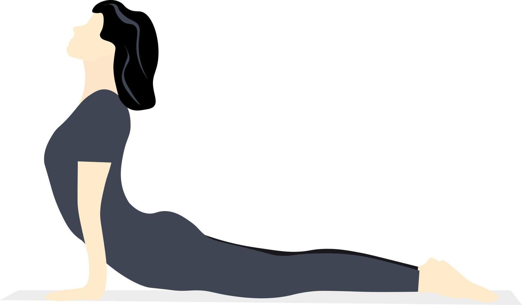 ilustración de una chica de negro haciendo yoga vector