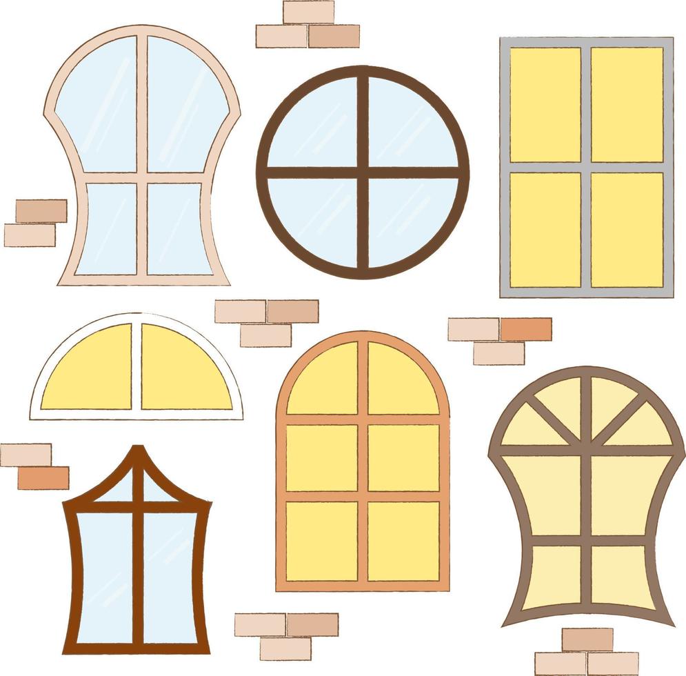 conjunto de ilustraciones de varias ventanas vector